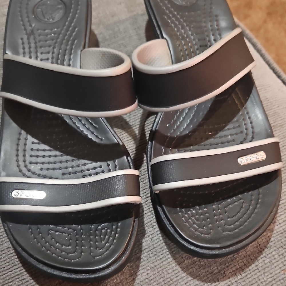 Crocs Black and White Slide Sandals